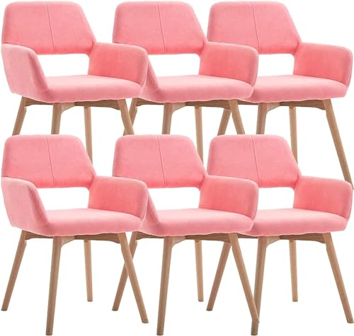 Esszimmerstuhl aus Samt, Küchenstühle mit hohler Rückenlehne, 6er-Set, gepolsterter Sessel für Restaurants, Schminkstuhl mit Beinen aus ivholz von Generic