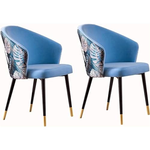 Esszimmerstuhl aus Samt, Schminkstuhl mit bestickter Rückenlehne und Metallbeinen, Küchenstühle 2er-Set, Wohnzimmersessel von Generic