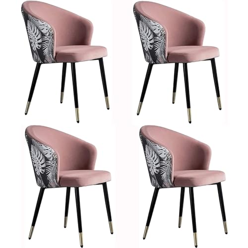 Esszimmerstuhl aus Samt, Schminkstuhl mit bestickter Rückenlehne und Metallbeinen, Küchenstühle 4er-Set, Wohnzimmersessel von Generic
