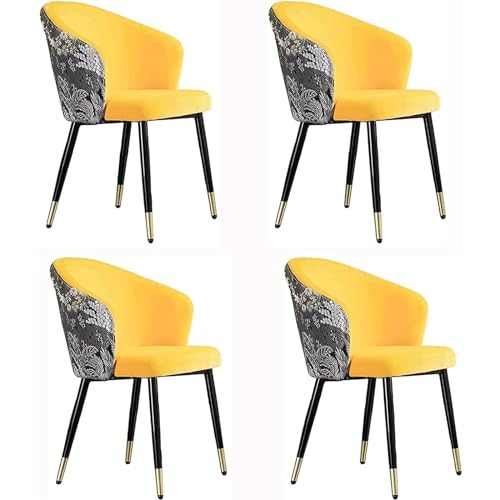 Esszimmerstuhl aus Samt, Schminkstuhl mit bestickter Rückenlehne und Metallbeinen, Küchenstühle 4er-Set, Wohnzimmersessel von Generic