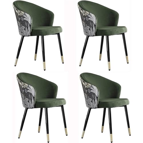 Esszimmerstuhl aus Samt, Schminkstuhl mit bestickter Rückenlehne und Metallbeinen, Küchenstühle 4er-Set, Wohnzimmersessel von Generic