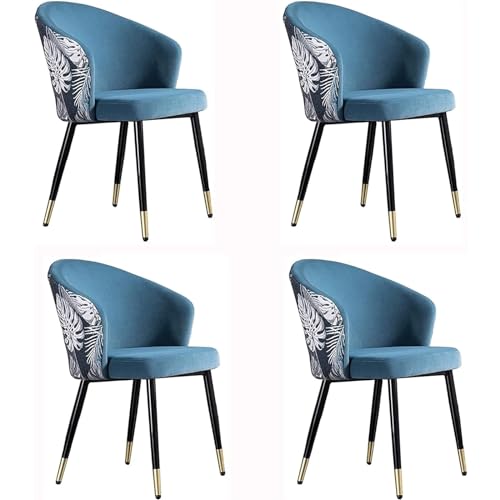 Esszimmerstuhl aus Samt, Schminkstuhl mit bestickter Rückenlehne und Metallbeinen, Küchenstühle 4er-Set, Wohnzimmersessel von Generic