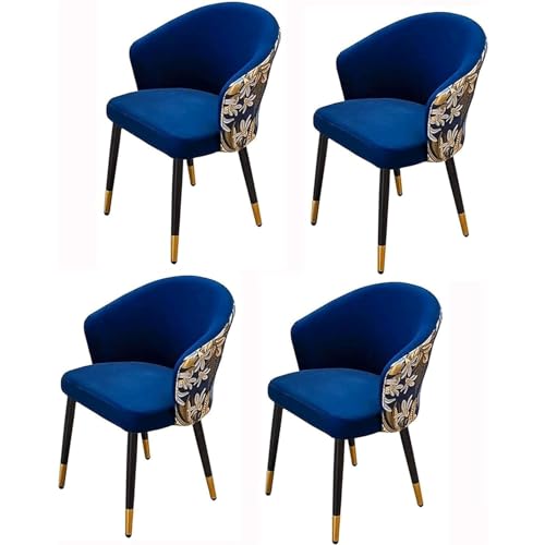 Esszimmerstuhl aus Samt, Schminkstuhl mit bestickter Rückenlehne und Metallbeinen, Küchenstühle 4er-Set, Wohnzimmersessel von Generic