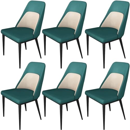 Esszimmerstuhl aus künstlichem Mikrofaserleder, Küchenstühle 6er-Set, Beistellstühle für Restaurants, nordischer Schminkstuhl mit Metallbeinen von Generic