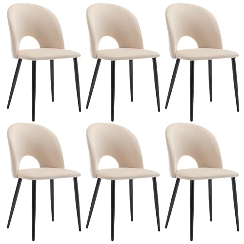 Esszimmerstuhl mit Rückenlehne Sitzfläche aus Samt Verstellbare Füße Loungesessel für Küche Wohnzimmer Schlafzimmer Freizeitstuhl bis 130 kg Belastbar 6er Set Beige Esszimmerstuhl mit Rückenlehne Sitzfläche aus Samt Verstellbare Füße Loungesessel für Küche Wohnzimmer Schlafzimmer Freizeitstuhl bis 130 kg Belastbar 6er Set Beige von Generic
