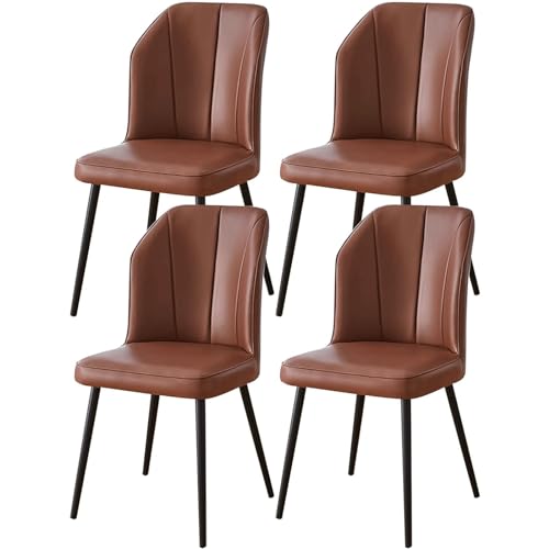 Esszimmerstuhl mit gepolsterter Sitzfläche, Küchenstühle 4er-Set, Schminkstuhl mit schwarzen Metallbeinen, Beistellstuhl aus weichem PU-Leder von Generic