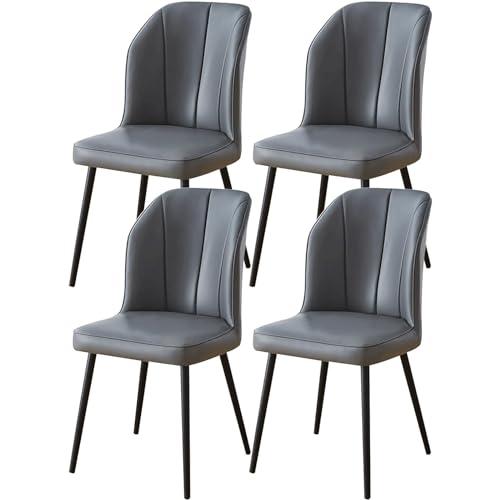 Esszimmerstuhl mit gepolsterter Sitzfläche, Küchenstühle 4er-Set, Schminkstuhl mit schwarzen Metallbeinen, Beistellstuhl aus weichem PU-Leder von Generic