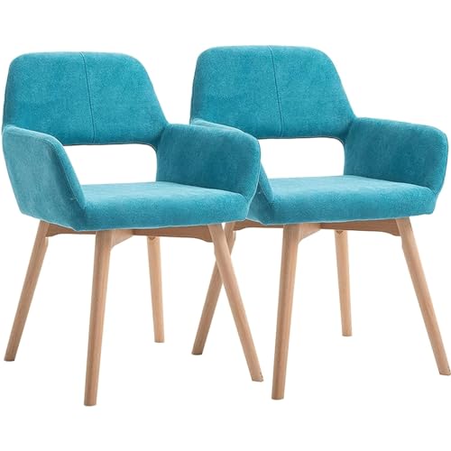 Esszimmerstuhl mit hohler Rückenlehne, Küchenstühle 2er-Set, Freizeitstühle mit Samtpolsterung, Schminkstuhl mit Beinen aus ivholz von Generic