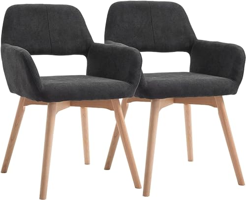Esszimmerstuhl mit hohler Rückenlehne, Küchenstühle 2er-Set, Freizeitstühle mit Samtpolsterung, Schminkstuhl mit Beinen aus ivholz von Generic