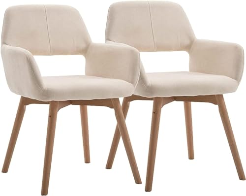 Esszimmerstuhl mit hohler Rückenlehne, Küchenstühle 2er-Set, Freizeitstühle mit Samtpolsterung, Schminkstuhl mit Beinen aus ivholz von Generic