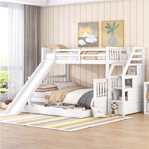 Etagenbett 90 X 200 Über 140 X 200 Kinderbett Für 2 Kinder Und Jugendliche Hochbett Mit Schubladen Stauraum Und Rutsche Gästebett Holz Bettgestell Jugendbett Weiß Etagenbett 90 X 200 Über 140 X 200 Kinderbett Für 2 Kinder Und Jugendliche Hochbett Mit Schubladen Stauraum Und Rutsche Gästebett Holz Bettgestell Jugendbett Weiß von Generic