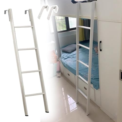 Etagenbettleiter Aus Metall Mit Haken Weiße Etagenleiter Für Wohnheim Schule Verstellbare Einzelbettleiter/Kurze Kletterleiter Austauschbare Leitern/White/116Cm/45" von Generic