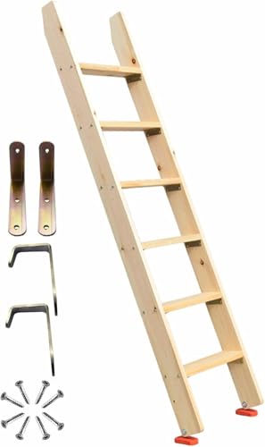 Etagenbettleiter Mit 3,9" Breiten Stufen Und Haken Halterungen Und Gummifußpolstern Leichte Ersatzleiter Holz Twin Loft Bed Leiter Für Schlafsaal Camper Wohnmobil Kinderzimmer, 215cm/7ft/84.6" High von Generic