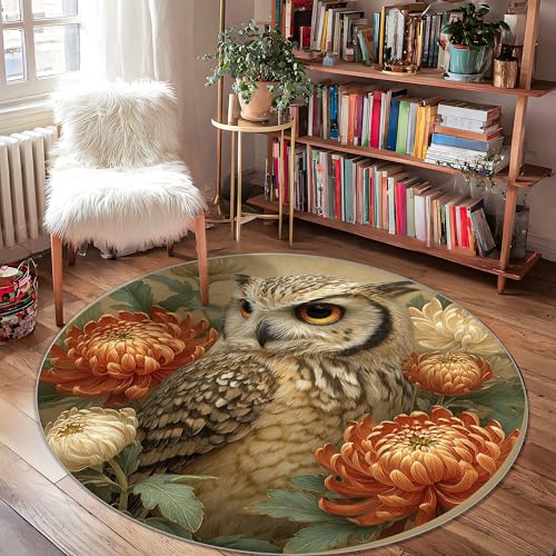 Eulen-Teppich, naturgetreue Chrysanthemenblätter, Herbst, Orange, niedriger Flor, Fußmatte, Kreisdruck, Akzente, Teppich, Badezimmer, Eingangsbereich, Nachttisch, Tür, Dekoration, 122 x 122 cm Eulen-Teppich, naturgetreue Chrysanthemenblätter, Herbst, Orange, niedriger Flor, Fußmatte, Kreisdruck, Akzente, Teppich, Badezimmer, Eingangsbereich, Nachttisch, Tür, Dekoration, 122 x 122 cm von Generic