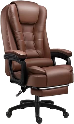 Executive-Bürostuhl mit Armlehne und Fußstütze, Verstellbarer Schreibtischstuhl aus PU-Leder mit hoher Rückenlehne, ergonomisches Roll-Dreh-Design für mehr Komfort – Farbe: Braun Executive-Bürostuhl mit Armlehne und Fußstütze, Verstellbarer Schreibtischstuhl aus PU-Leder mit hoher Rückenlehne, ergonomisches Roll-Dreh-Design für mehr Komfort – Farbe: Braun von Generic