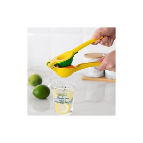 Exprimidor de limón 2 en 1 de metal para cocina - Exprimidor manual de extracción máxima resistente manual fácil de limpiar - fácil de usar - Amarillo/Verde.. von Generic