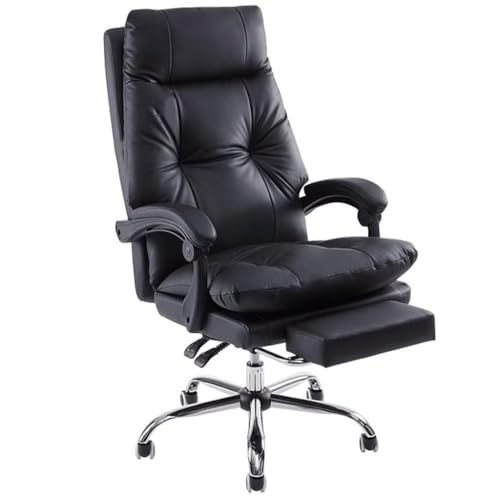 Extra Dicker, Bequemer Bürostuhl Mit Liegefunktion – Ergonomischer Gaming-Stuhl Mit Hoher Rückenlehne, Armlehnen Und Fußstütze(Black Color) von Generic