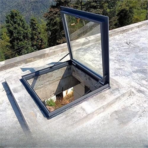 Extra großes Dachfenster | Sicherheitslukenabdeckung aus gehärtetem Glas | Unterputz-Dachboden-Entlüftungstür | Lichtschacht for Wintergarten und Keller(LxW 26x26in/65x65cm) von Generic