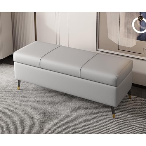 Extra lange Kunstleder Ottomane rechteckige PU Lederbank für Wohnzimmer Eingang oder Bett Design Grau Kissen Fußstütze mit verdeckter Aufbewahrungsbox Extra lange Kunstleder Ottomane rechteckige PU Lederbank für Wohnzimmer Eingang oder Bett Design Grau Kissen Fußstütze mit verdeckter Aufbewahrungsbox von Generic