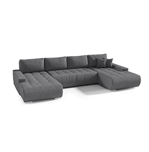 FEDVE Ecksofa mit Schlaffunktion Anthrazit - Dhaka – Praktisches Schlafsofa mit Bettkasten – Gemütlich Rückenkissen Sofa mit Bettfunktion – Sofa U Form zum Salon für Viele Jahr von Generic