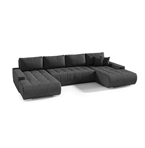 FEDVE Ecksofa mit Schlaffunktion Dunkelgrau - Dhaka – Praktisches Schlafsofa mit Bettkasten – Gemütlich Rückenkissen Sofa mit Bettfunktion – Sofa U Form zum Salon für Viele Jahr von Generic