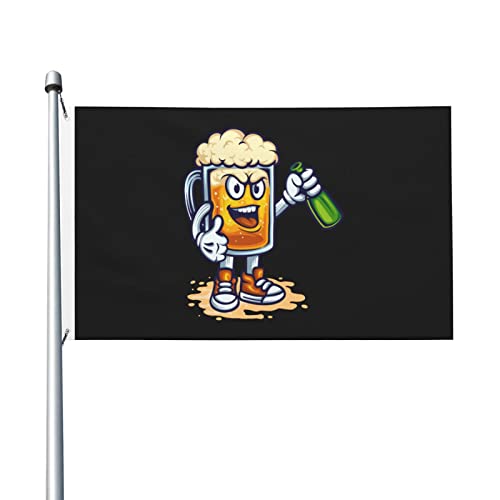 Fahnen Ungezogener Bierkrug Lebendige Farbe Garten Flagge Messing-Ösen Banner Für Camping Draußen Drinnen 3X5Ft von Generic