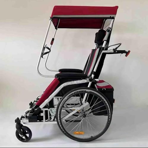 Fahrradanhänger Erwachsener Rollstuhl Fahrrad Aluminiumlegierung Hinterradanhänger Stoßdämpfung Komfortabler Traktor Multifutiol Wagen, Red von Generic