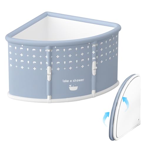 Faltbare Badewanne Erwachsene – Klappbare Freistehende Sitzbadewanne in Fächerform, Platzsparende Mobile Badewanne für Dusche & Outdoor, 70×70×55cm Grau von Generic