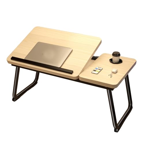 Faltbare Laptoptisch Notebooktisch Betttisch Betttablett Notebook Laptoptisch Mit Getränkehalter for Bett & Couch, Tragbarer Lapdesk Zum Lesen & Frühstück(Light Woodgrain) von Generic