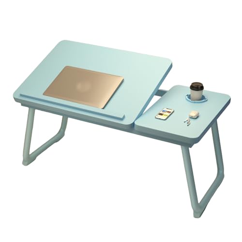 Faltbare Laptoptisch Notebooktisch Betttisch Betttablett Notebook Laptoptisch Mit Getränkehalter for Bett & Couch, Tragbarer Lapdesk Zum Lesen & Frühstück(Sky Blue) von Generic