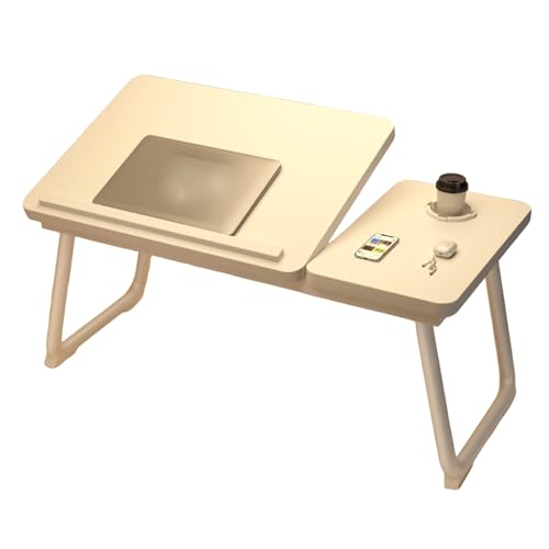 Faltbare Laptoptisch Notebooktisch Betttisch Betttablett Notebook Laptoptisch Mit Getränkehalter for Bett & Couch, Tragbarer Lapdesk Zum Lesen & Frühstück(White) von Generic