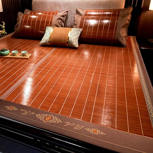 Faltbare Rattanmatratze, Doppelseitige Rattan-kühlmatratzenauflage, Faltbare Doppelseitige Bambusmatte Für Das Bett, Kühlkissen Für Das Bett, Faltbare Glatte Klimaa, C, 1.1 * 1.9M/3.6 * 6.2FT von Generic