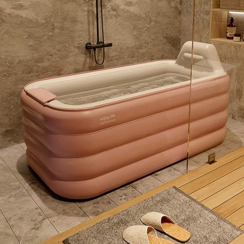 Faltbare Trocknende PVC-badewanne, Aufblasbare Badewanne, Paar-badefass Faltbar, EIN-klick-aufblasen, Spa-Pool DREI Schichten, Pink, 160 * 94 * 54cm von Generic