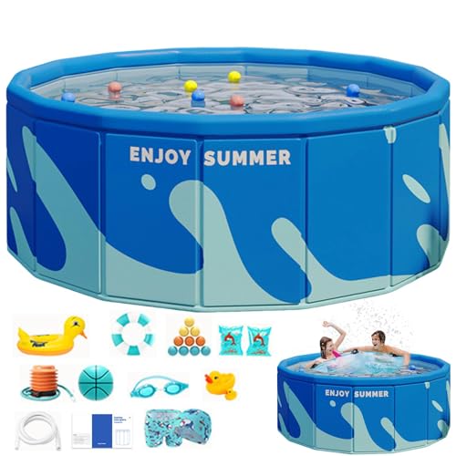 Faltbarer Pool für Kinder, faltbarer Pool, nicht aufblasbar, zusammenklappbar, für Kinder, Mädchen, Erwachsene, Familien, Haustiere von Generic