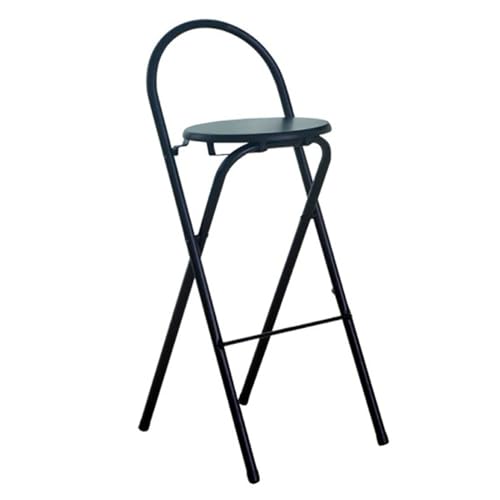 Faltbarer Thekenhöhe Stuhl mit Rückenlehne, Tragbar Faltbarer Barhocker für Küche Angeln Reisen(Black,65cm/26inch) von Generic
