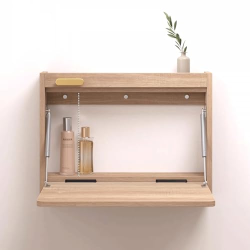 Faltbarer moderner Nachttisch Wandmontierter schwebender Kleiner Nachttisch Aus Holz, hängend for Schlafzimmer, Wohnzimmer und Eingangsbereich(Beige,60 * 45cm/24 * 18in) von Generic