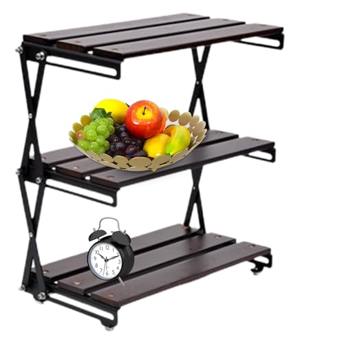 Faltbares Campingregal – 3-lagiges faltbares Edelstahl- , faltbare Ablagen | Multifunktionales Campingregal der Ausstellungsständer, einfache Installation von Generic