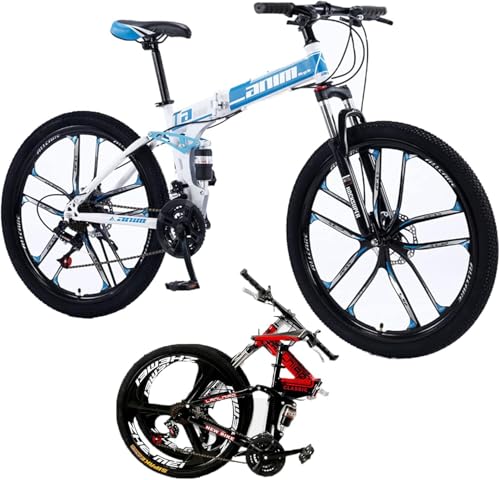 Faltbares Mountainbike Leichtes Tragbares Faltbares Stadtfahrrad 21-30 Geschwindigkeit Falträder Mit Hohem Kohlenstoffstahlrahmen Und Federgabel, Blue/10, 24-Speed Faltbares Mountainbike Leichtes Tragbares Faltbares Stadtfahrrad 21-30 Geschwindigkeit Falträder Mit Hohem Kohlenstoffstahlrahmen Und Federgabel, Blue/10, 24-Speed von Generic