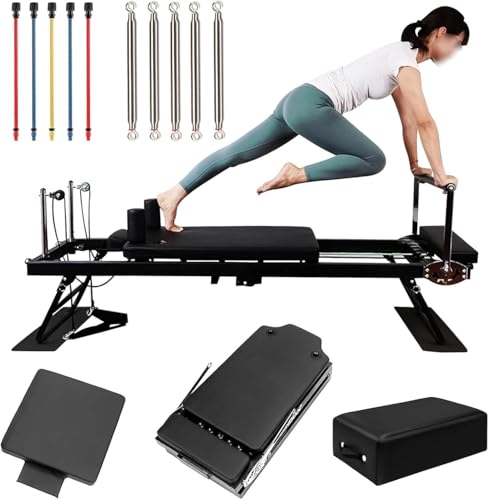 Faltbares Pilates-Reformer-Set, Multifunktionales Pilates-core-Bett, Fitness-Übungs-profigeräte Mit Sitz-Box-sprungbrett von Generic