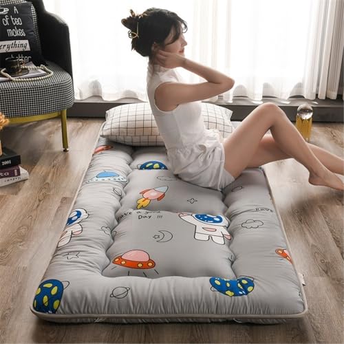 Faltbares Roll-Up Japanische Futon Matratze, Faser Baumwolle Portable Tatami Matte, Gesteppte Bett Matratzenauflage Extra Dicke Isomatte Atmungsaktive Gästebett Camping Matratze(06,Single(90x200cm)) von Generic