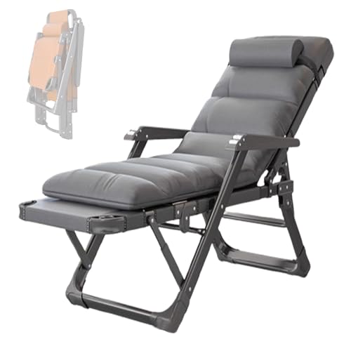 Faltliege Mit Massagefunktion,10-Fach Fußstütze & 5-Rücken Verstellbare, Büro-Nickerchenbett Tragbarer Relaxstuhl Kompakt Für Büro Zuhause Garten(Gray) von Generic