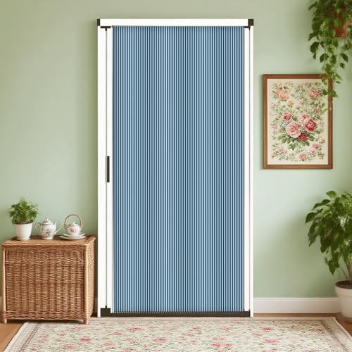 Falttür Anpassbare Schiebe-Falttür, Akkordeon-Innentür mit Aluminiumrahmen und Zellgewebe, wasserdicht und wärmeisoliert for Schlafzimmer, Badezimmer(Blue,66x80in (167.5x203cm)) von Generic