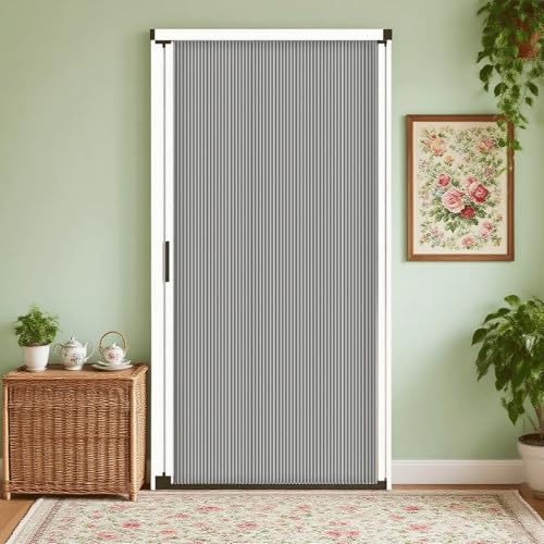 Falttür Anpassbare Schiebe-Falttür, Akkordeon-Innentür mit Aluminiumrahmen und Zellgewebe, wasserdicht und wärmeisoliert for Schlafzimmer, Badezimmer(Gray,73x80in (185.5x203cm)) von Generic