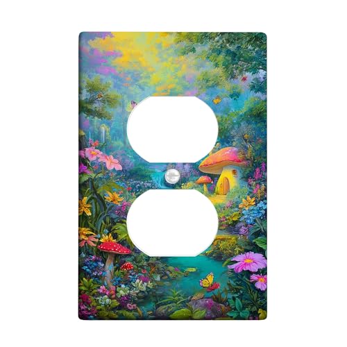 Fanciful Abdeckung für Lichtschalter für den Garten, buntes Blumendesign für Heimdekoration, thermoplastische Wandplatten, Standardgröße, Einzel-Duplex-Steckdose Fanciful Abdeckung für Lichtschalter für den Garten, buntes Blumendesign für Heimdekoration, thermoplastische Wandplatten, Standardgröße, Einzel-Duplex-Steckdose von Generic