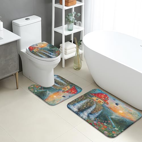Fanciful Badezimmermatten-Set, 3-teilig, bunte Pilzlandschaft, saugfähig, rutschfest, WC-Vorleger, U-förmig, waschbar, von der Natur inspiriert, schnell trocknend, Memory-Schaum, Badezimmerteppich-Set Fanciful Badezimmermatten-Set, 3-teilig, bunte Pilzlandschaft, saugfähig, rutschfest, WC-Vorleger, U-förmig, waschbar, von der Natur inspiriert, schnell trocknend, Memory-Schaum, Badezimmerteppich-Set von Generic