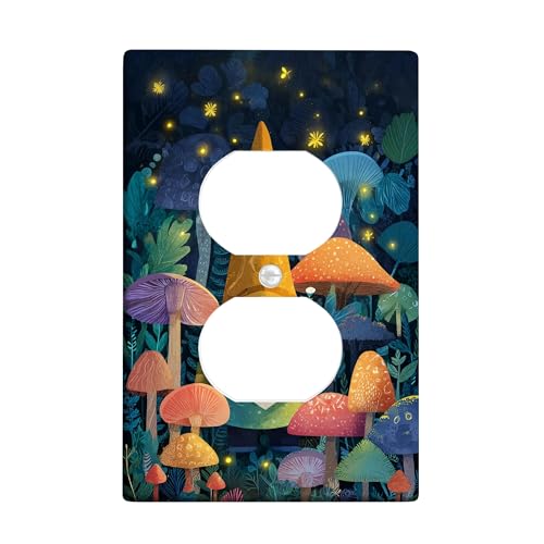 Fanciful Lichtschalter-Abdeckplatten/Steckdosenabdeckungen, buntes Pilz-Design für Herbstdekoration, thermoplastische Wandplatten, Standardgröße, Einzel-Duplex-Steckdose Fanciful Lichtschalter-Abdeckplatten/Steckdosenabdeckungen, buntes Pilz-Design für Herbstdekoration, thermoplastische Wandplatten, Standardgröße, Einzel-Duplex-Steckdose von Generic