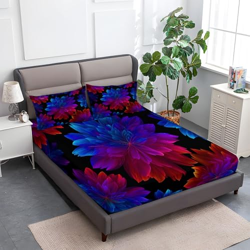 Fantasie-Neonblumen Knitterfrei Spannbettlaken 140 x 200 cm, Mikrofaser Bettlaken 30cm Extra Tiefe Taschenlaken Spannbetttuch Weich und atmungsaktiv Maschinenwaschbar, Farbe Fantasie-Neonblumen Knitterfrei Spannbettlaken 140 x 200 cm, Mikrofaser Bettlaken 30cm Extra Tiefe Taschenlaken Spannbetttuch Weich und atmungsaktiv Maschinenwaschbar, Farbe von Generic