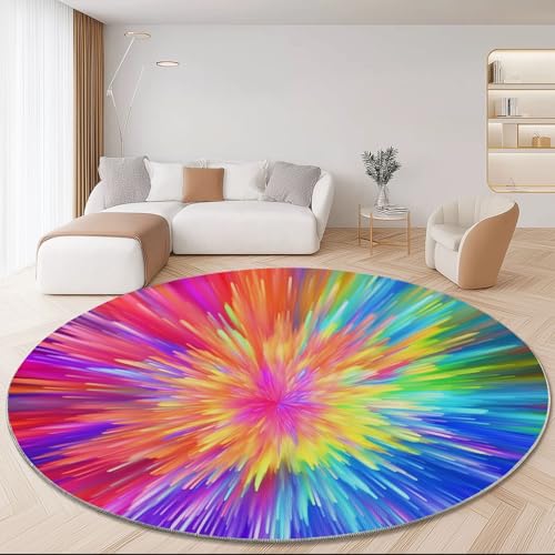 Fantasie Runder Teppiche 200 cm Linien Strahlung Farben Waschbarer Runder Teppich rutschfest Fusselfrei Niederflor Für Wohnzimmer Kinderzimmer Schlafzimmer Couchtisch Bunt Fantasie Runder Teppiche 200 cm Linien Strahlung Farben Waschbarer Runder Teppich rutschfest Fusselfrei Niederflor Für Wohnzimmer Kinderzimmer Schlafzimmer Couchtisch Bunt von Generic