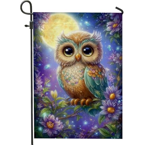 Fantasievolle Eulen-Gartenflagge, bunte Nacht-Natur-Dekoration, Frühling, Sommer, Rasen-Dekoration, doppelseitige Kunst für Zuhause, niedliches verzaubertes Wildtier-Banner, 30,5 x 45,7 cm Fantasievolle Eulen-Gartenflagge, bunte Nacht-Natur-Dekoration, Frühling, Sommer, Rasen-Dekoration, doppelseitige Kunst für Zuhause, niedliches verzaubertes Wildtier-Banner, 30,5 x 45,7 cm von Generic