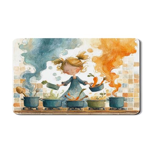 Fantastische Abtropfmatten für Küchentheke, niedliches kleines Chef-Design, saugfähiges Gummi-Abtropfgestell, verspielte Dekoration für Kinderzimmer und Familientreffen, 30,5 x 50,8 cm von Generic